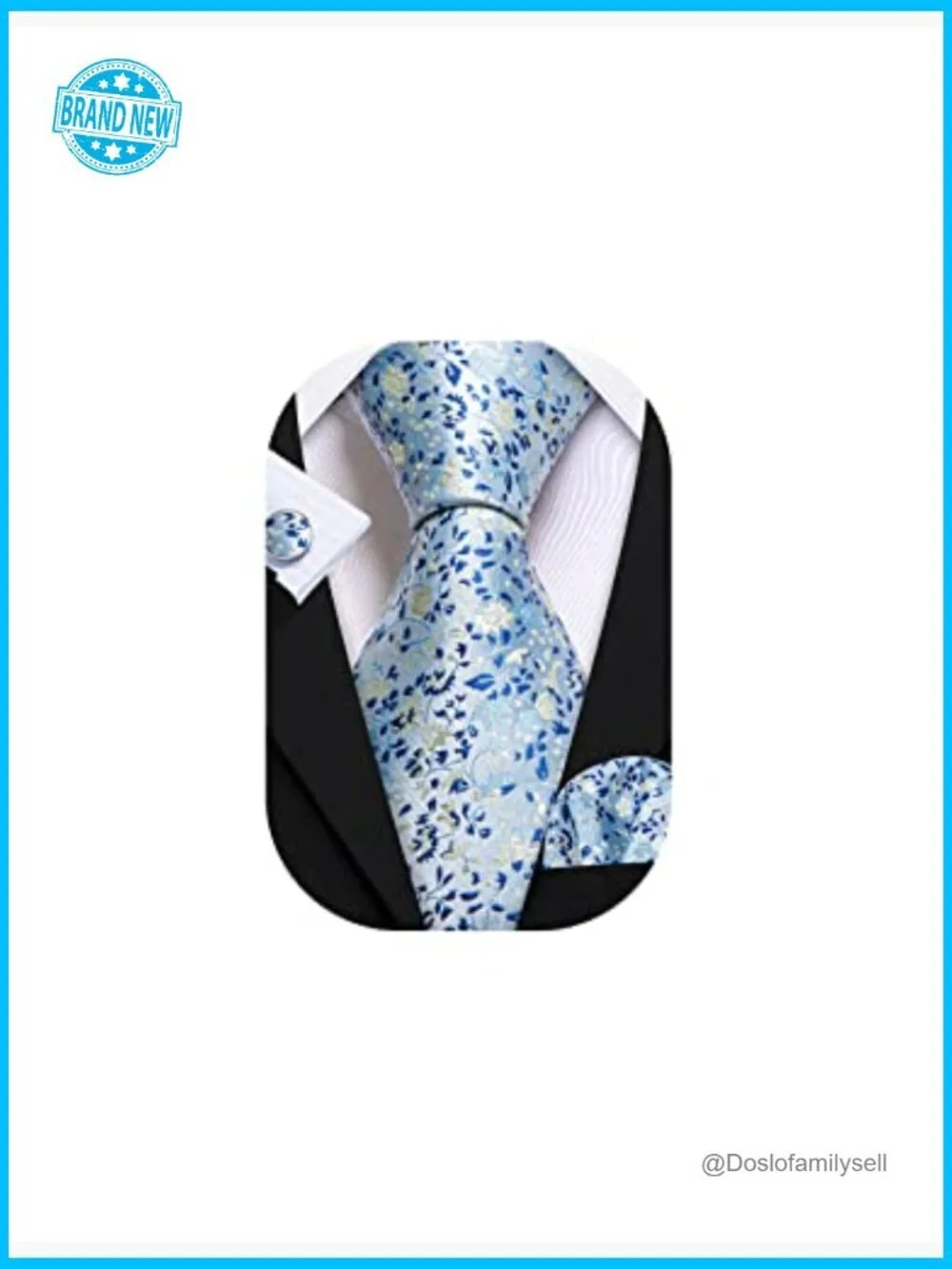 Silk Floral Tie Set with Cufflinks Elegant Retro Wedding Party Accessories